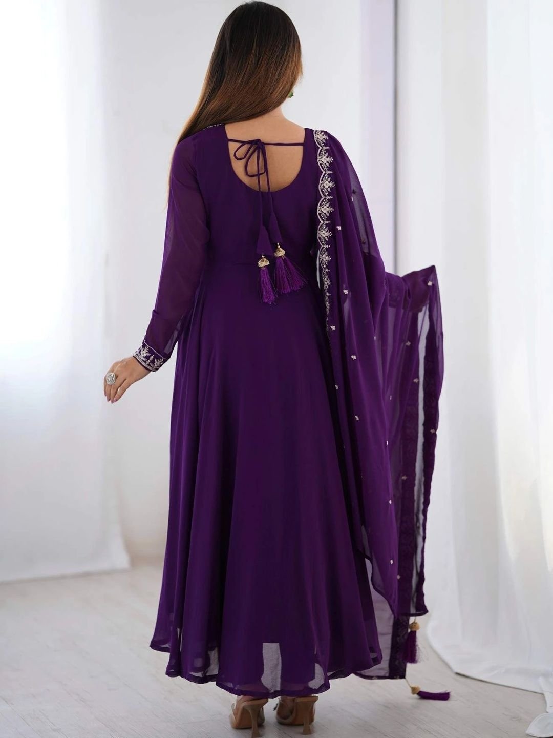 Women Ethnic Motifs Embroidered Regular Kurta with Trousers & With Dupatta - Image 3