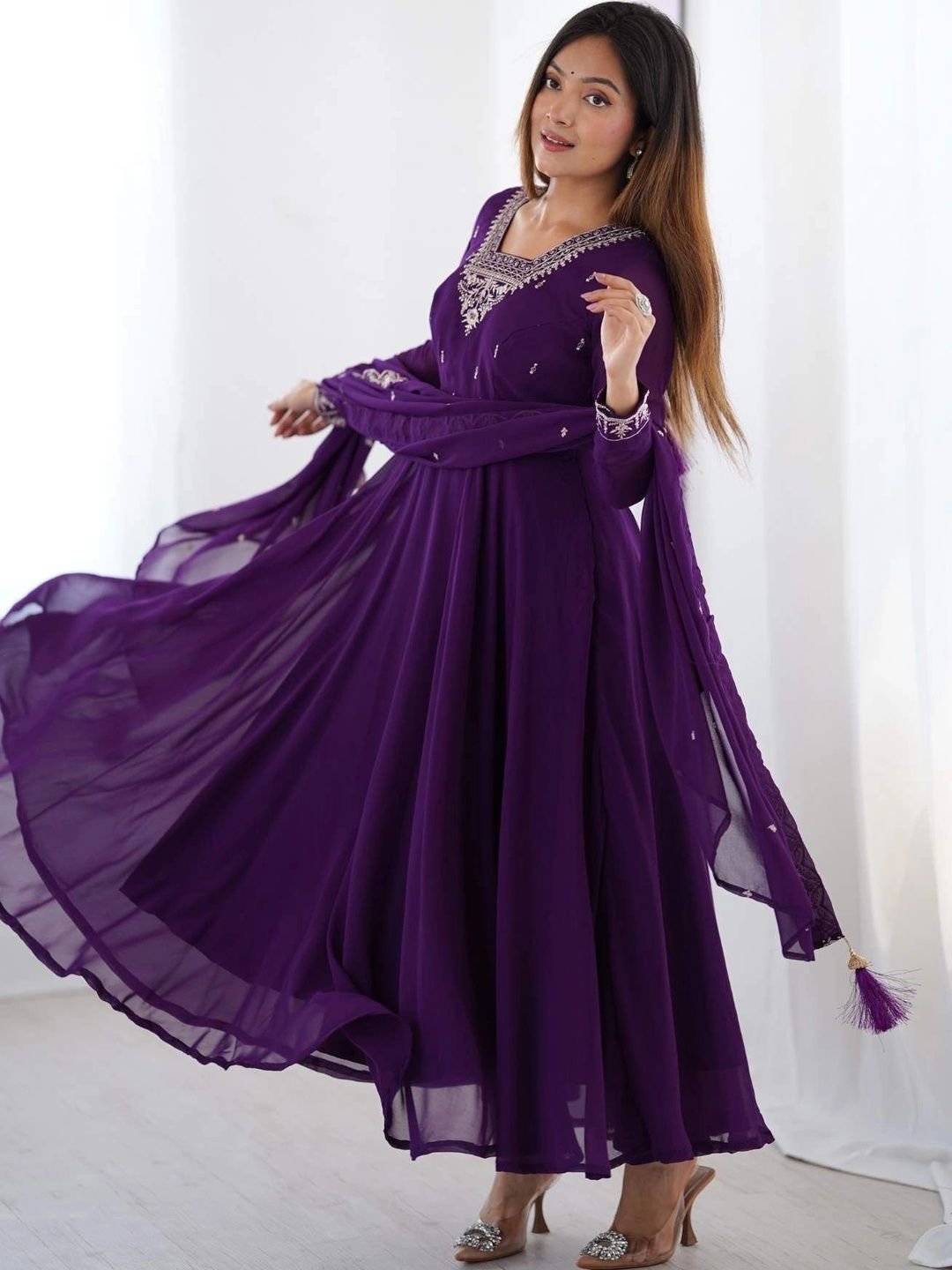 Women Ethnic Motifs Embroidered Regular Kurta with Trousers & With Dupatta - Image 4
