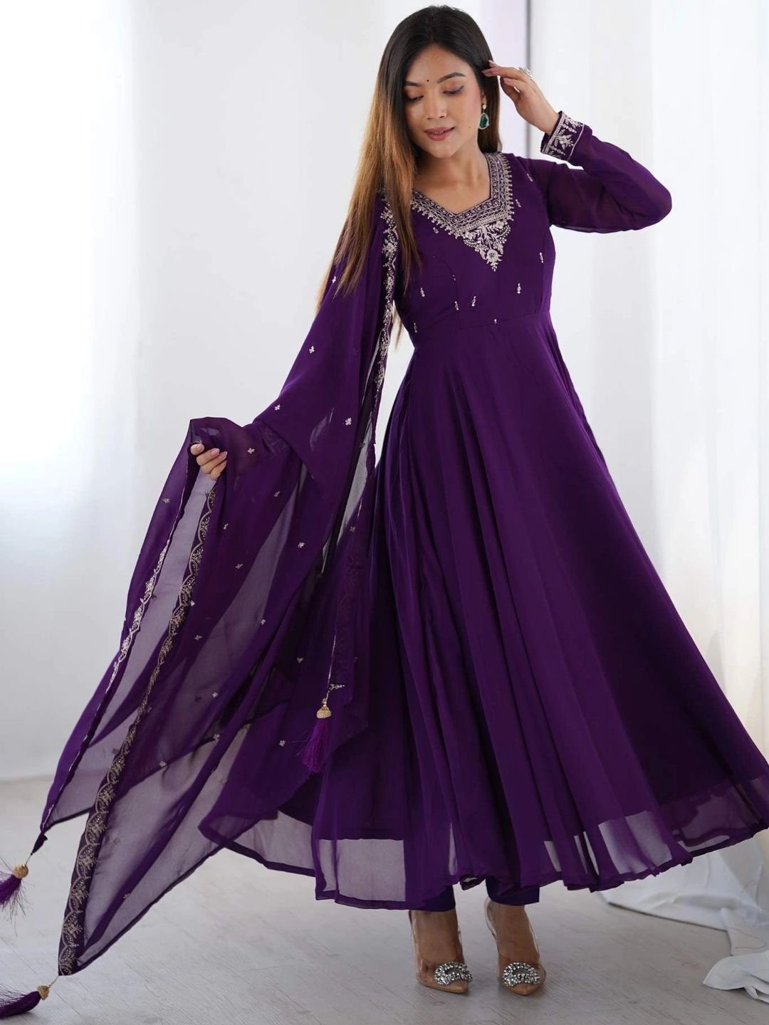 Women Ethnic Motifs Embroidered Regular Kurta with Trousers & With Dupatta - Image 5