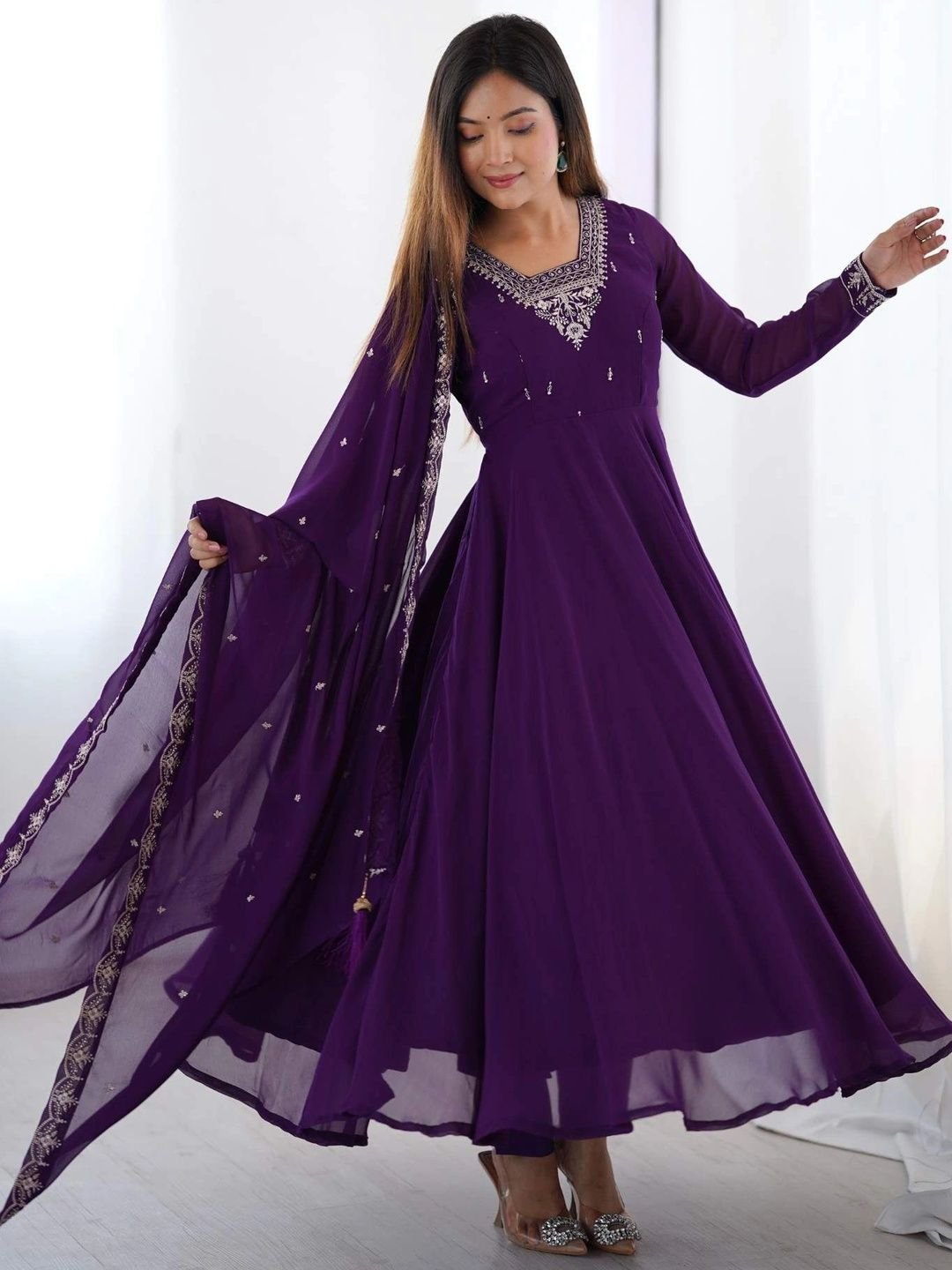 Women Ethnic Motifs Embroidered Regular Kurta with Trousers & With Dupatta - Image 7